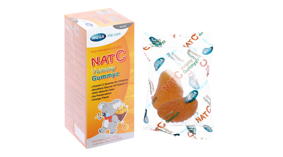 Kẹo dẻo Nat C Yummy Gummyz hỗ trợ tăng đề kháng hộp 25 túi -05/2023 | nhathuocankhang.com